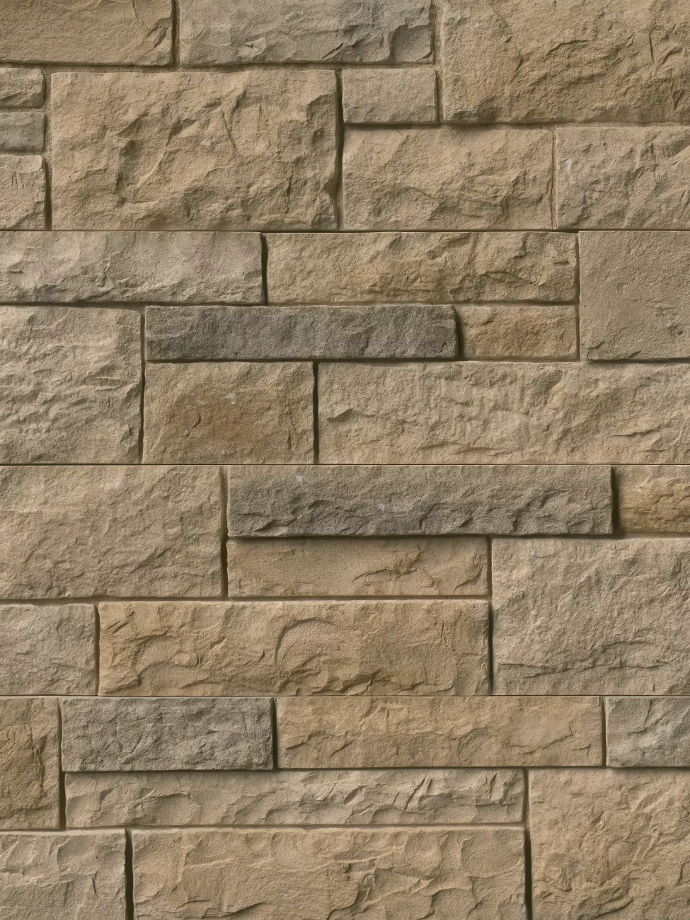 Close up shot of brown stone siding